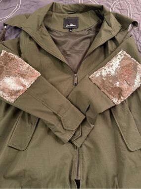 Sam Edelman Womens Olive Green Hooded Utility Jacket Size Small